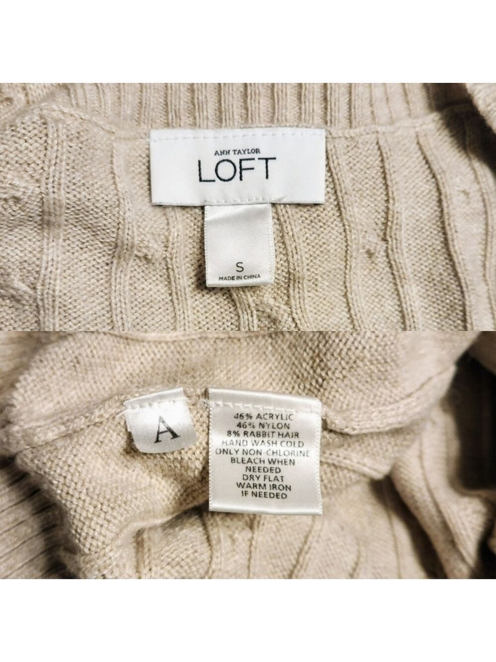 Ann Taylor LOFT Cable Knit V Neck Sweater Small - Picture 9 of 11